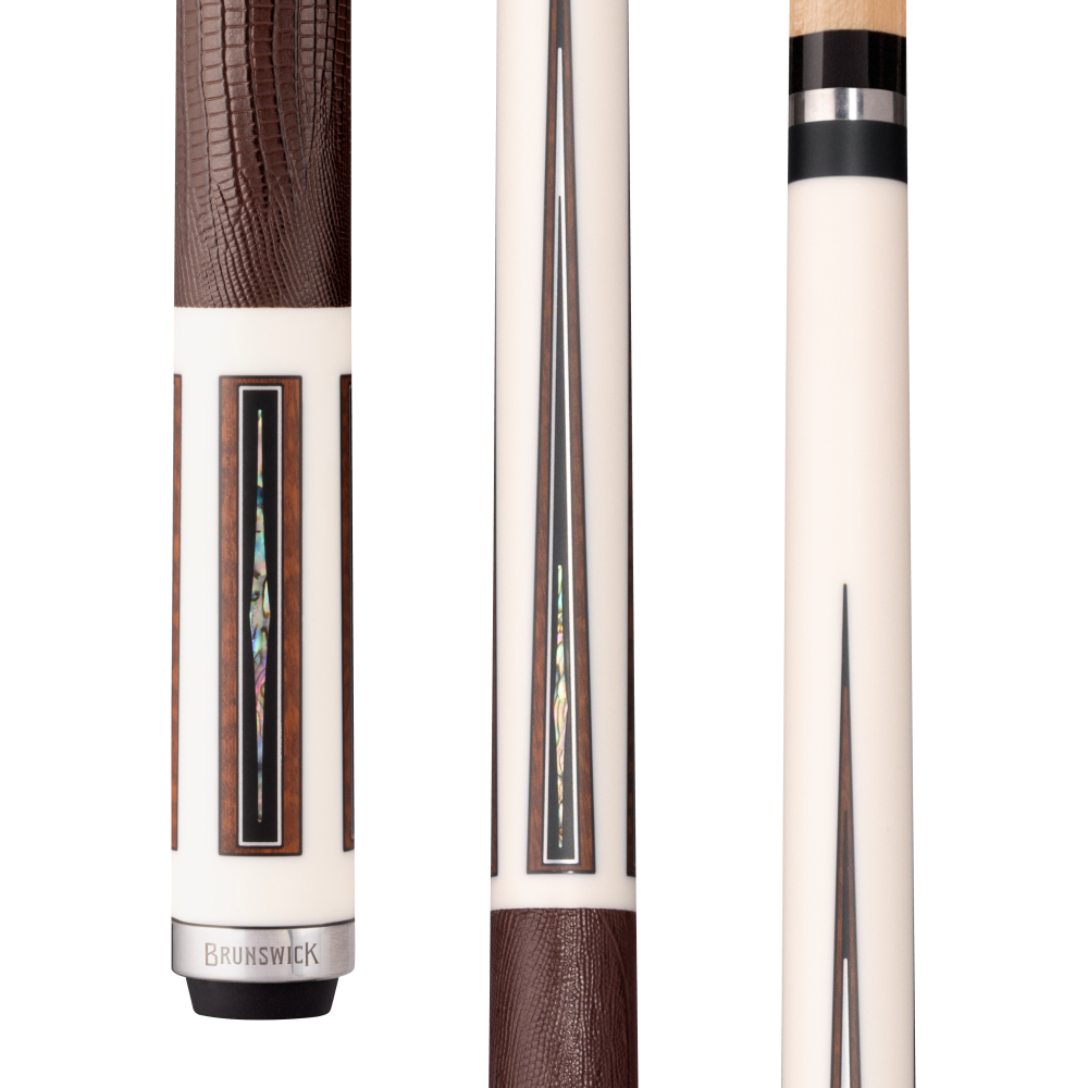 Brunswick x Lucasi White 180th Anniversary Cue - full view