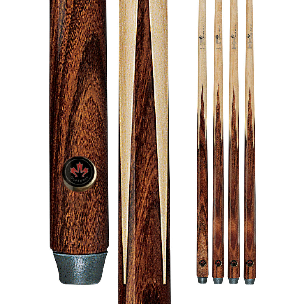Cue design displayed with stacked components and shafts for comparison.