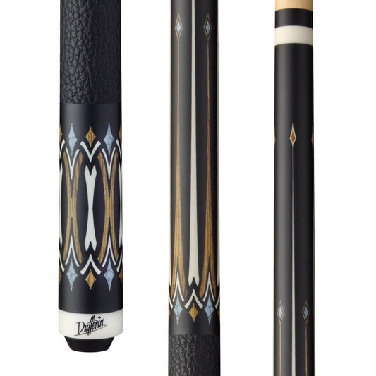 Dufferin Midnight Bocote Cross Cue with Embossed Leather Wrap (D-504)