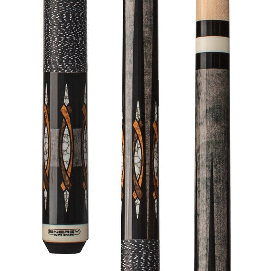 Energy By Players Grey Stained Maple Sneaky Pete Cue with Black/White Linen Wrap (HC18)