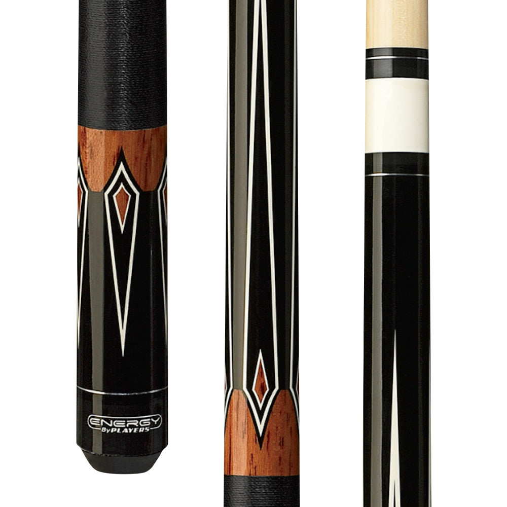 Energy By Players Black & Cocobolo Points Decal Wrapless Shorty Cue (HC07)