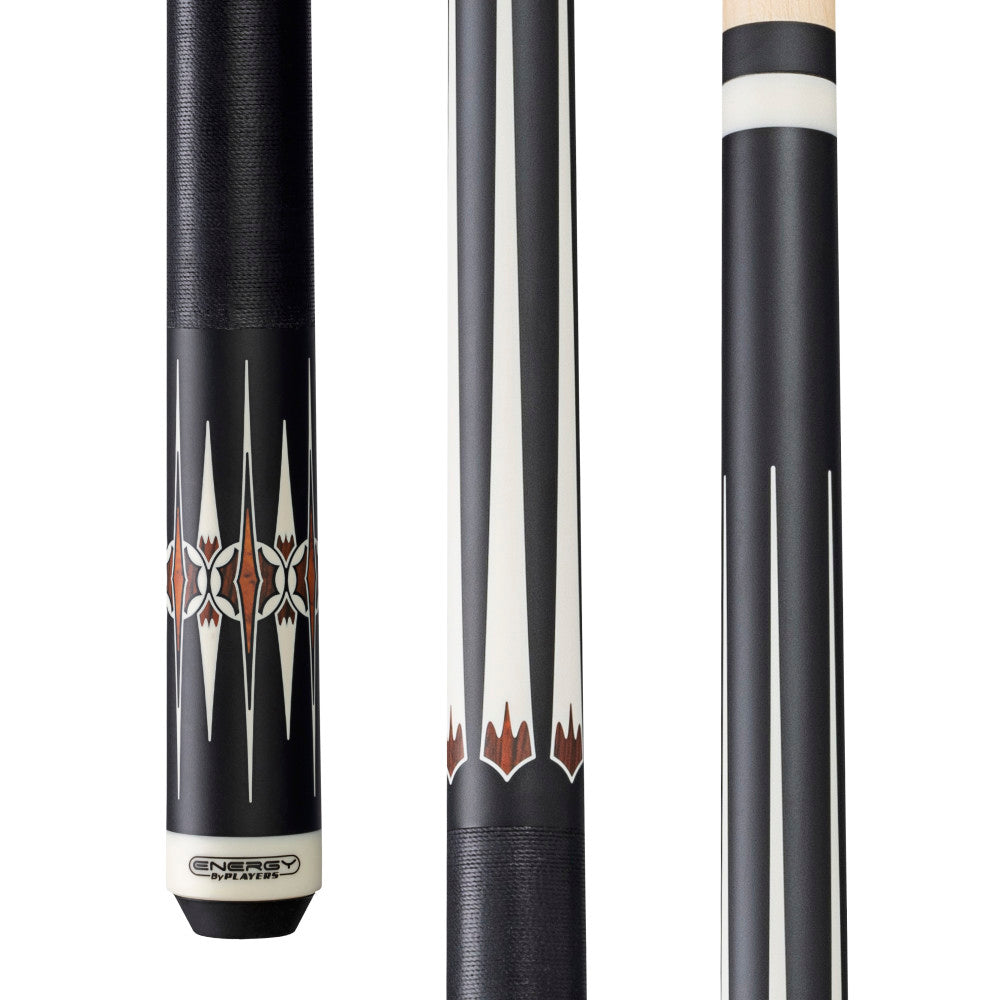 Energy By Players Matte Black/White with Cocobolo Cue with Black Linen Wrap (HC21)