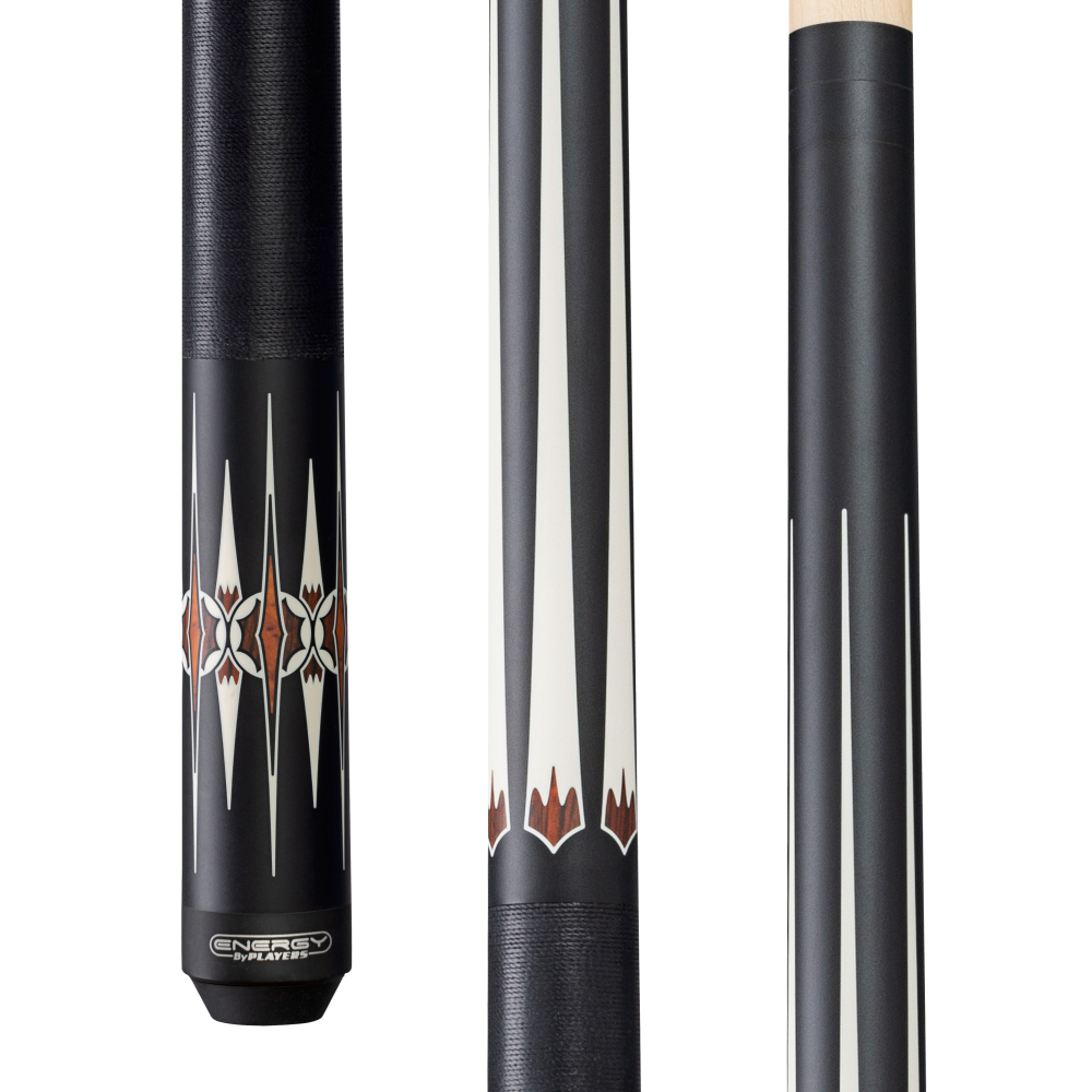 Energy By Players Matte Black/White with Cocobolo Cue with Black Linen Wrap (HC21)