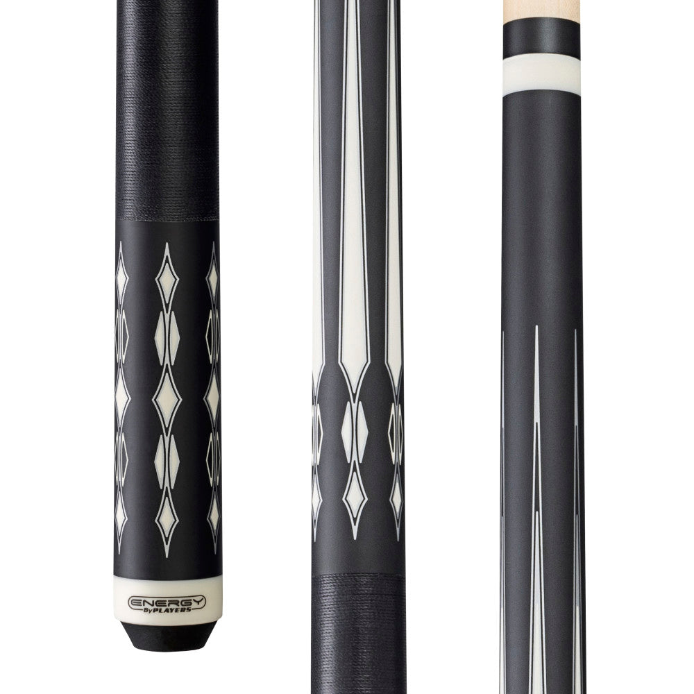 Energy By Players Matte Black/White with Silver Cue with Black Linen Wrap (HC20)