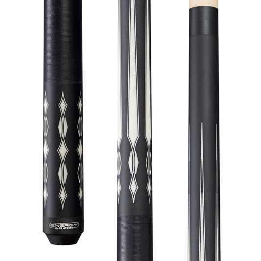 Energy By Players Matte Black/White with Silver Cue with Black Linen Wrap (HC20)