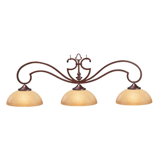 HJ Scott 52" Wrought Iron 3-Shade Billiard Light
