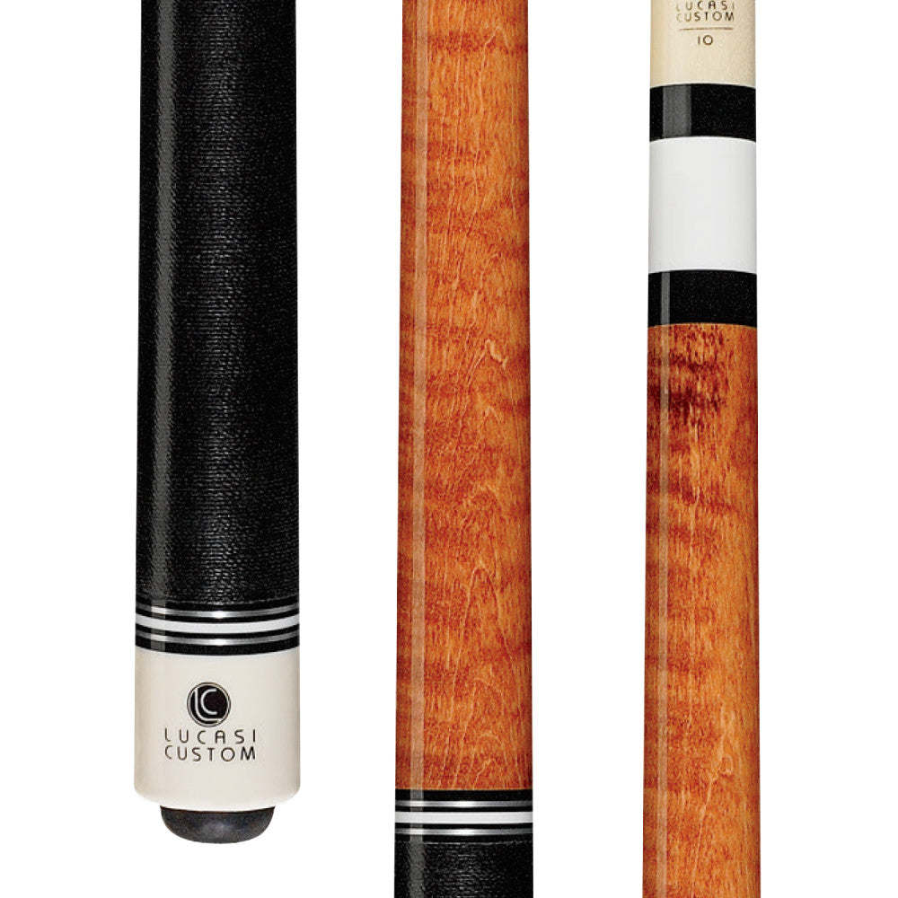 Lucasi LZCB7 Antique Curly Maple Cue with Black Linen Wrap - full view