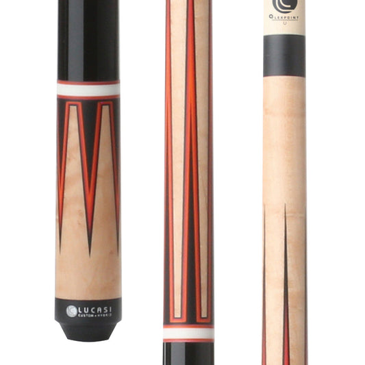 Lucasi LZC54 Black & Antique Birdseye Wrapless Cue - full view