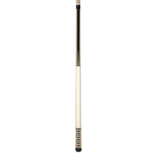 Lucasi Custom Carom two-piece cue, wrapless design, white butt and stained shaft. LCR