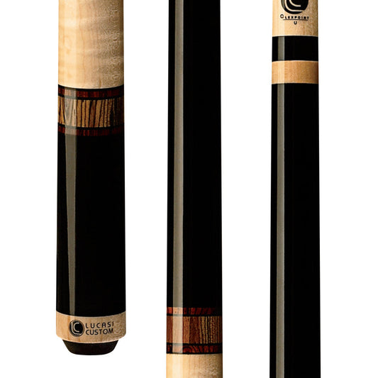Lucasi LZC12 Midnight Black & Bocote Wrapless Cue - full view