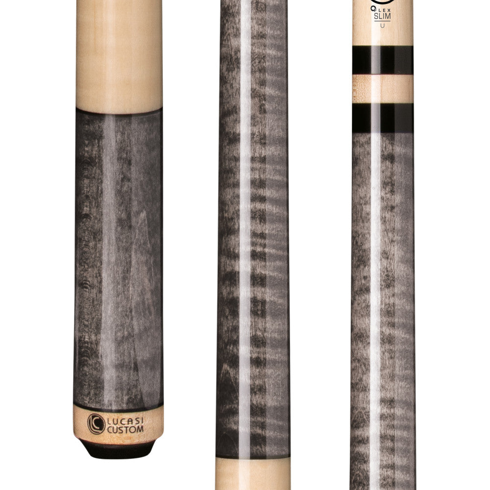 Lucasi LZC5 Smoke Grey Birdseye Maple Wrapless Cue - full view