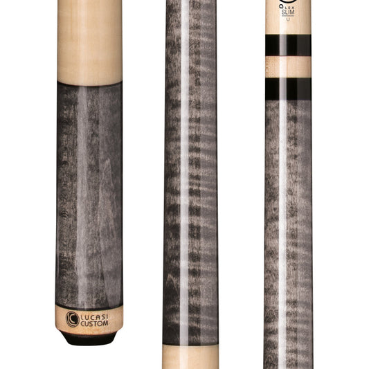 Lucasi LZC5 Smoke Grey Birdseye Maple Wrapless Cue - full view