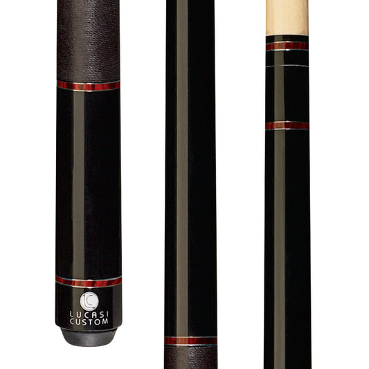 Lucasi LZD6 Midnight Black & Cocobolo Cue with Black Linen Wrap - full view