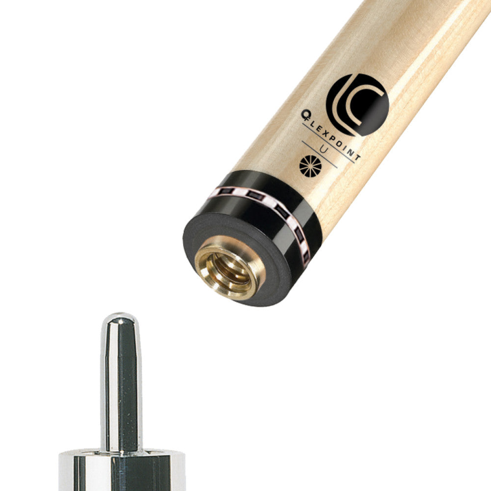 Close-up view of the Uni-Loc joint on a cue shaft.
