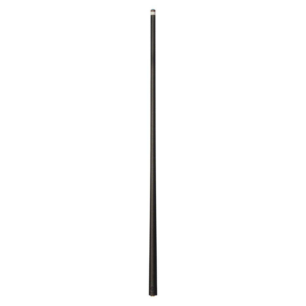 Full length view of a carbon fiber billiard cue shaft.