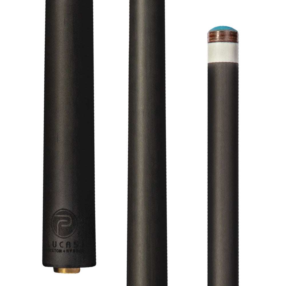 Three pool cue shafts showing butt joint and tipped end.