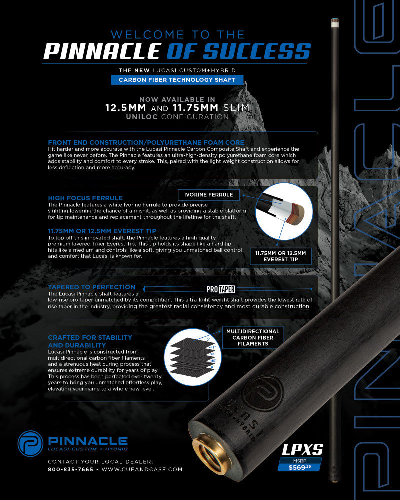 Infographic detailing features of Pinnacle Carbon Fiber Shaft.