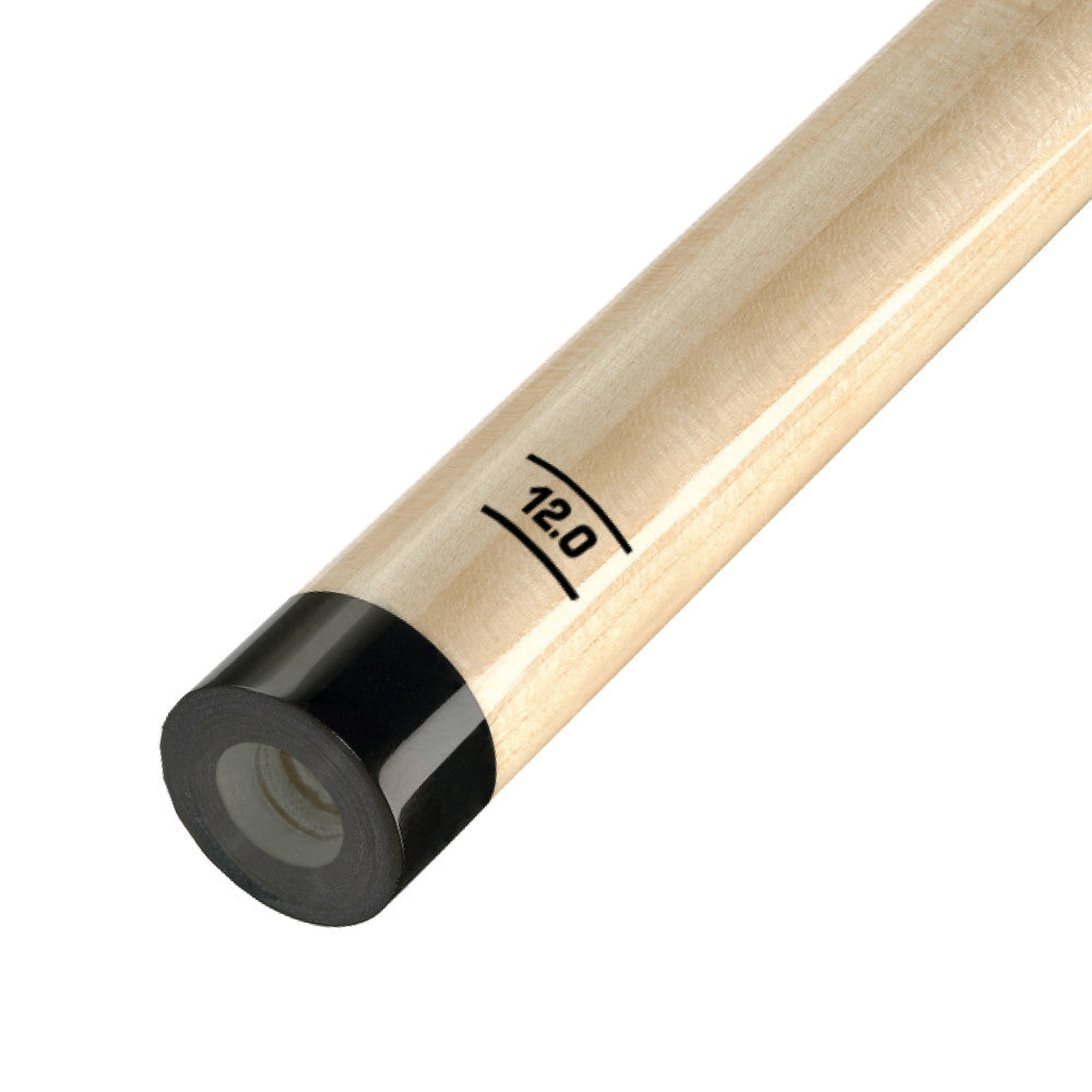 Pool cue shaft showing weight marking 12.0