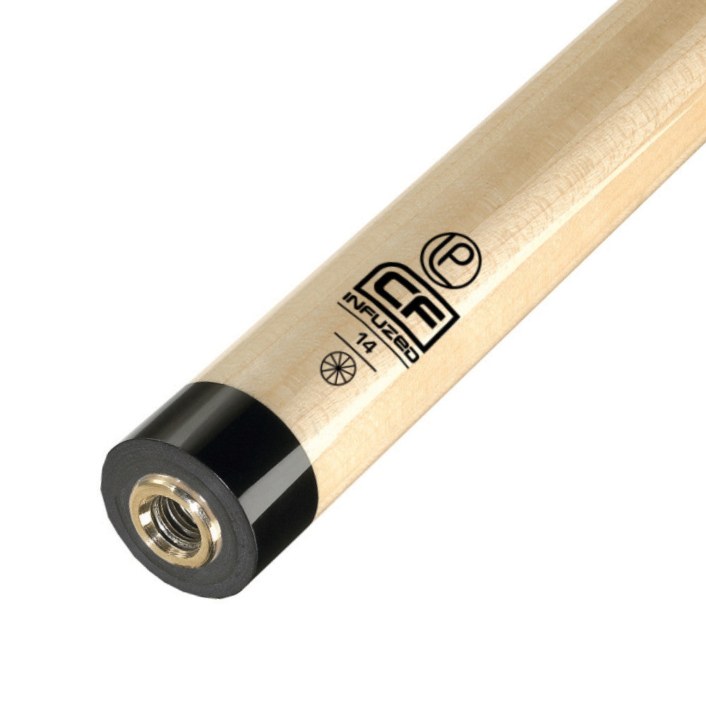 Shaft end with CF logo and internal threading visible