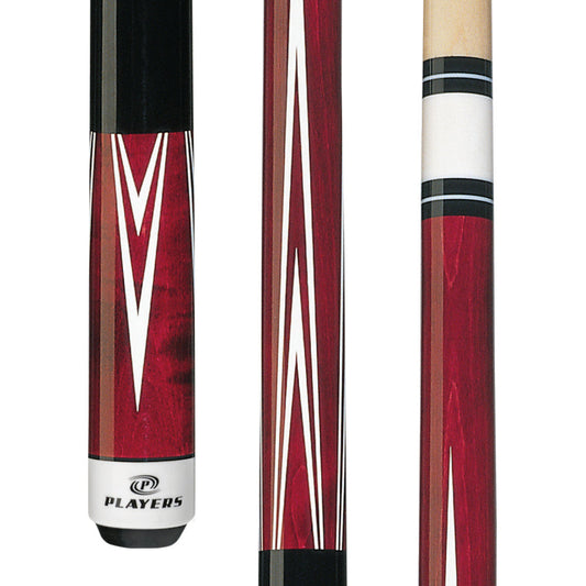 Players 4 Point Crimson Wrapless Cue (C-801)
