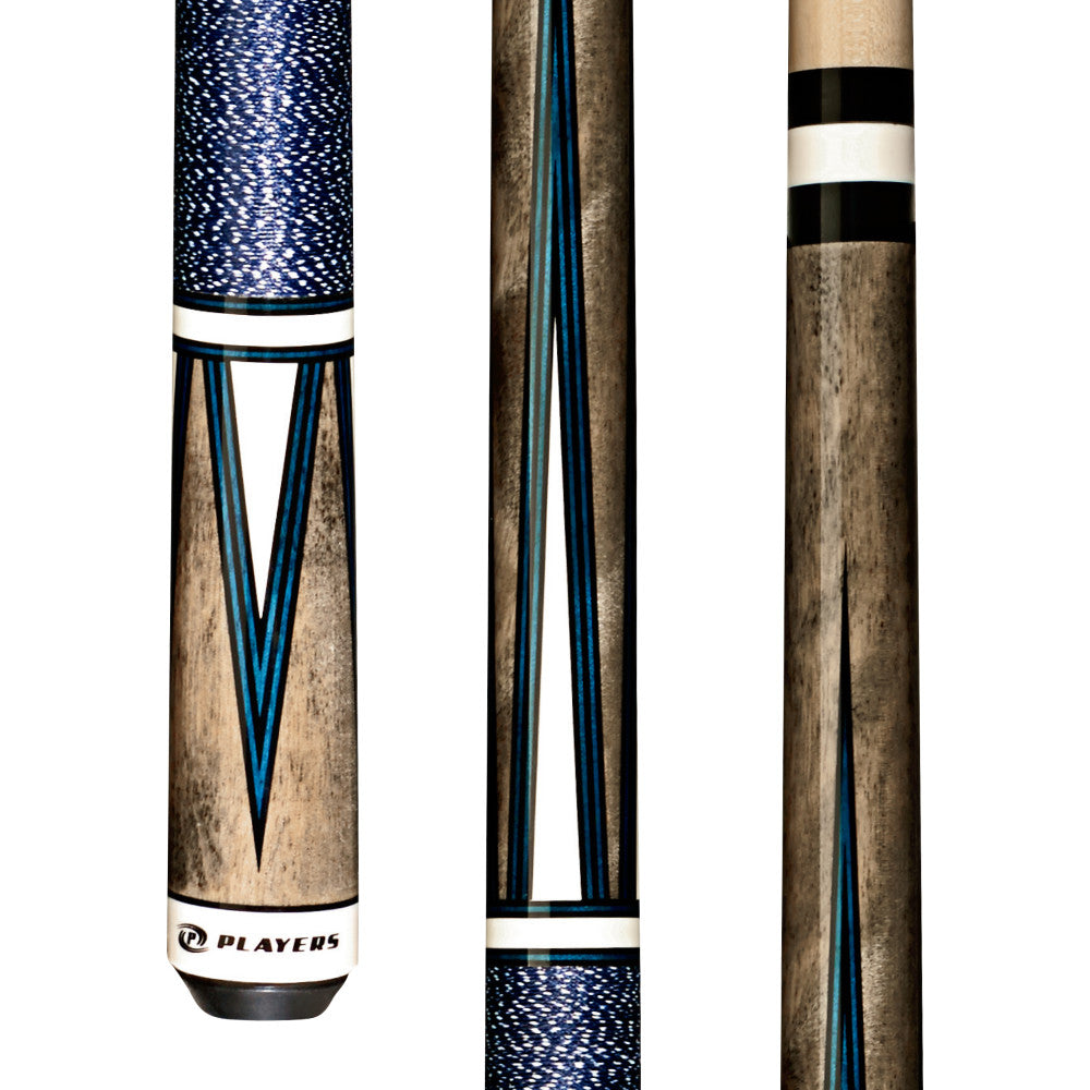 Players 4 Point White Cue with Blue Double Pressed Irish Linen Wrap (C-810)