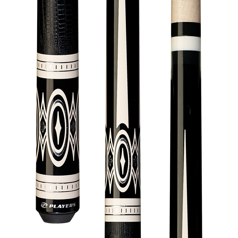 Players Black and White Cue with Leather Embossed Wrap (G-3398)