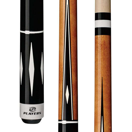 Players Black & White Diamond Wrapless Cue (C-804)
