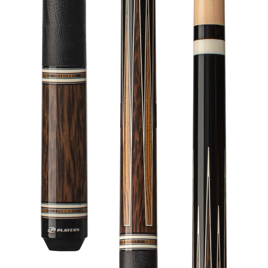 Players Black Palm & Bocote Cue with Embossed Leather Wrap (E2342)