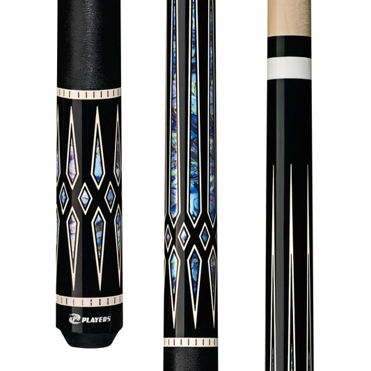 Players Black with Blue Recon Cue with Black Linen Wrap (G-4118)