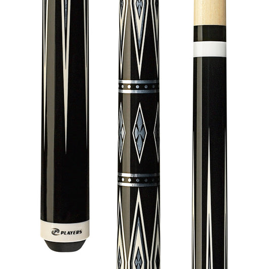 Players Black with Silver Diamonds Wrapless Cue (G-3372)