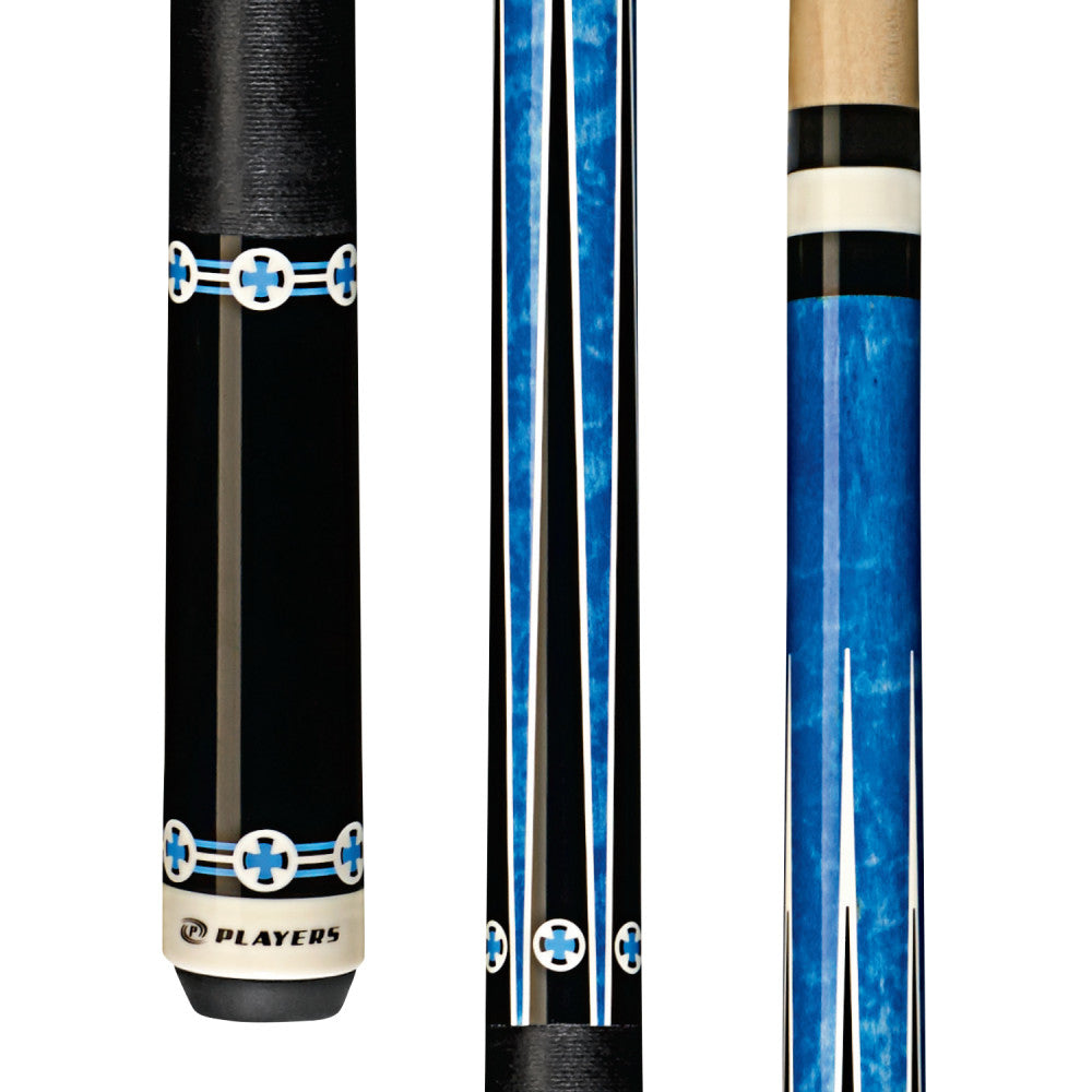 Players Blue Maple Cue with Black Linen Wrap (C-985)