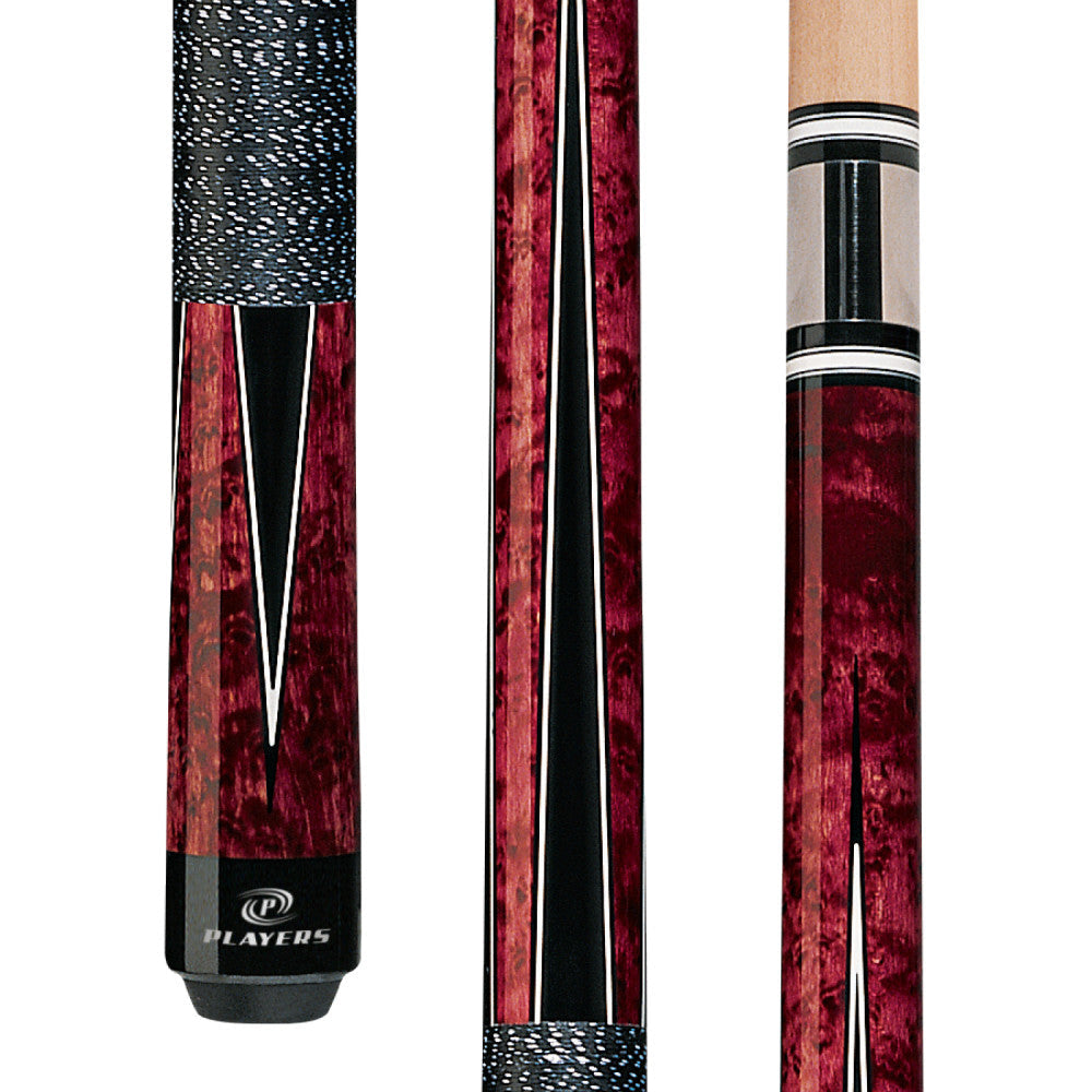 Players Crimson & Black Cue with Black/White Linen Wrap (G-1001)