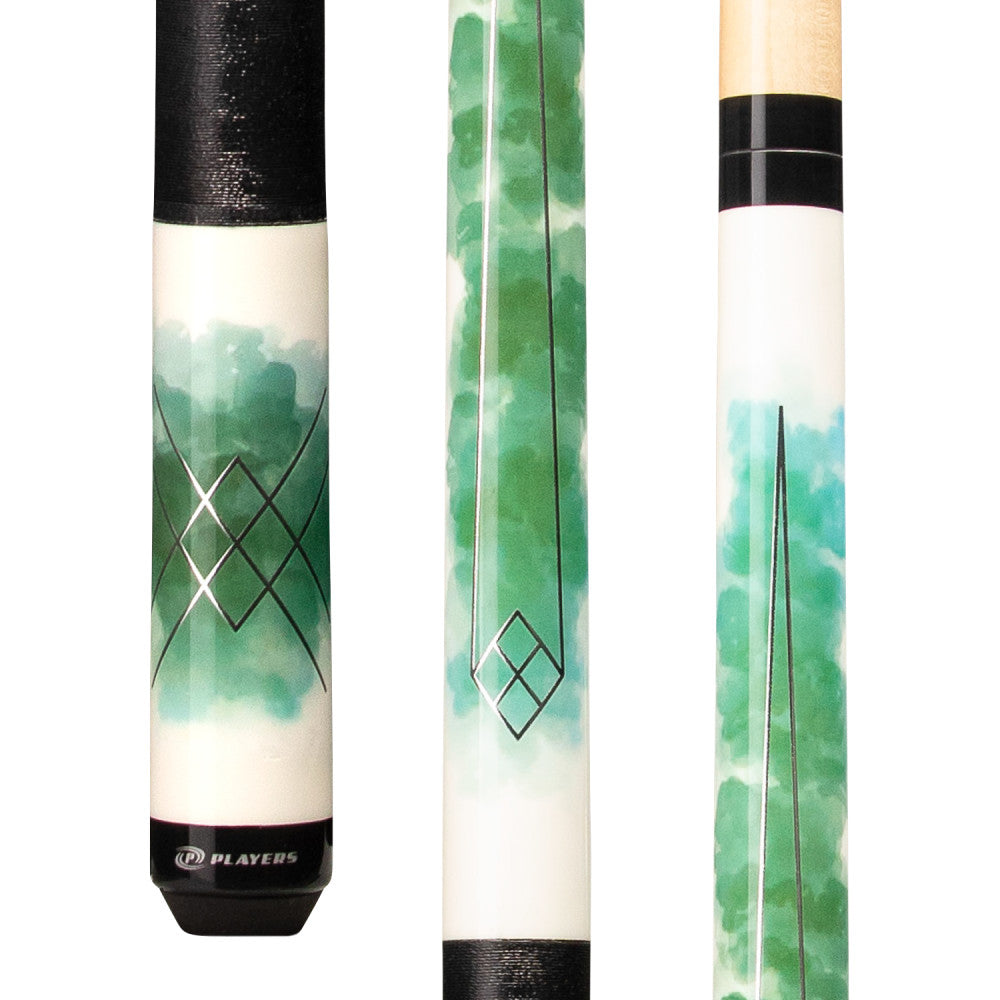 Players Green Watercolor Cue with Black Linen Wrap (C-989)