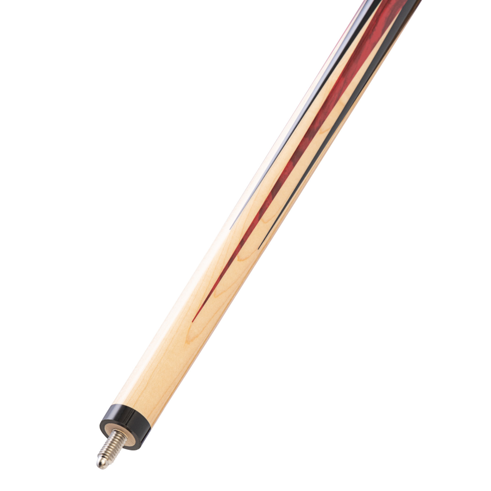 Shaft end of the cue, showing the threaded joint connector.