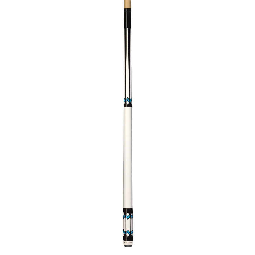 Players White with Blue Recon Cue with Black Linen Wrap (G3355)