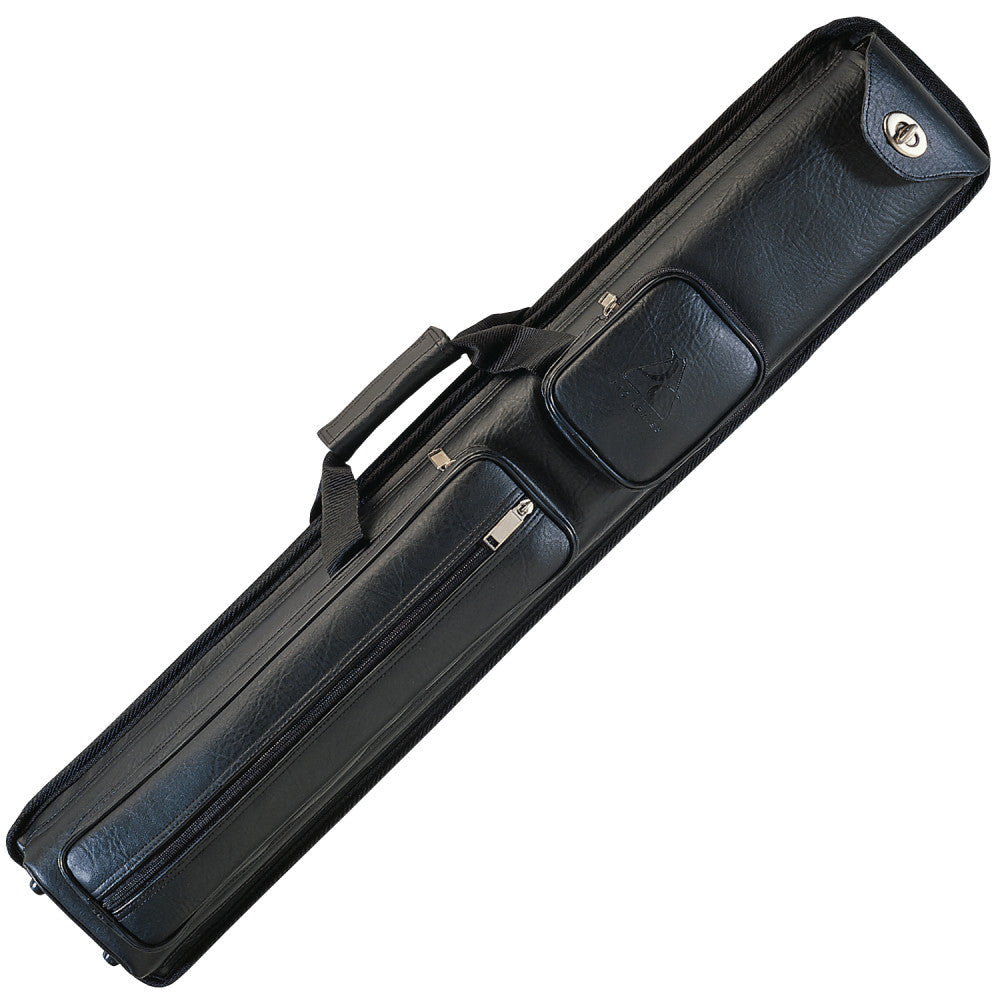 PRO SERIES CASES PRO-97A black leatherette cue case with zippered pockets.