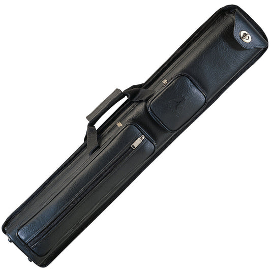 PRO SERIES CASES PRO-97A black leatherette cue case with zippered pockets.