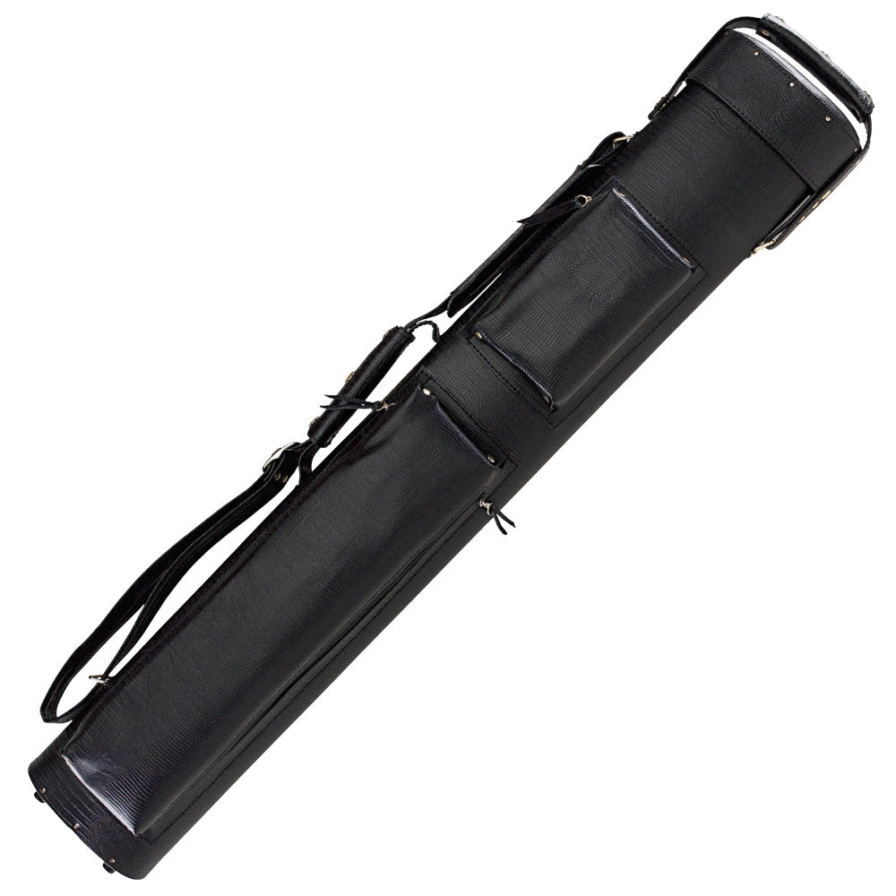 PRO SERIES CASES PS548 hard cue case with lizard leatherette texture and shoulder strap.
