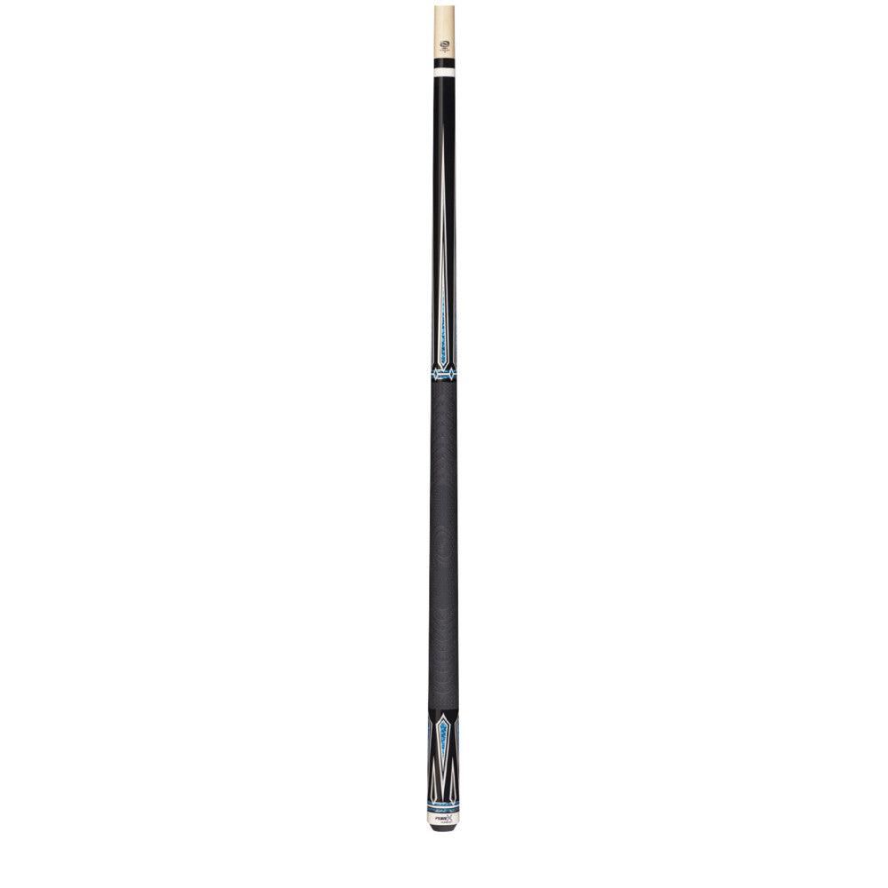 Full view of HXT62 pool cue on a white background.