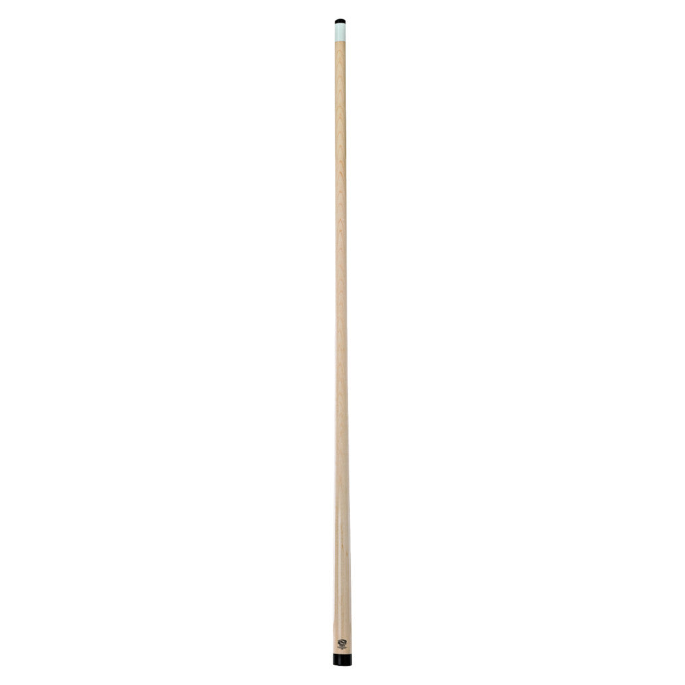 Profile view of a plain maple billiard cue shaft on a white background.