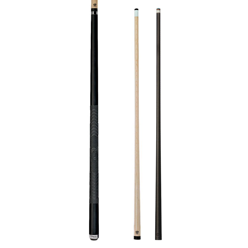 Pure X Matte Black Cue with MZ Grip 2 Shaft Bundle - 12.5mm