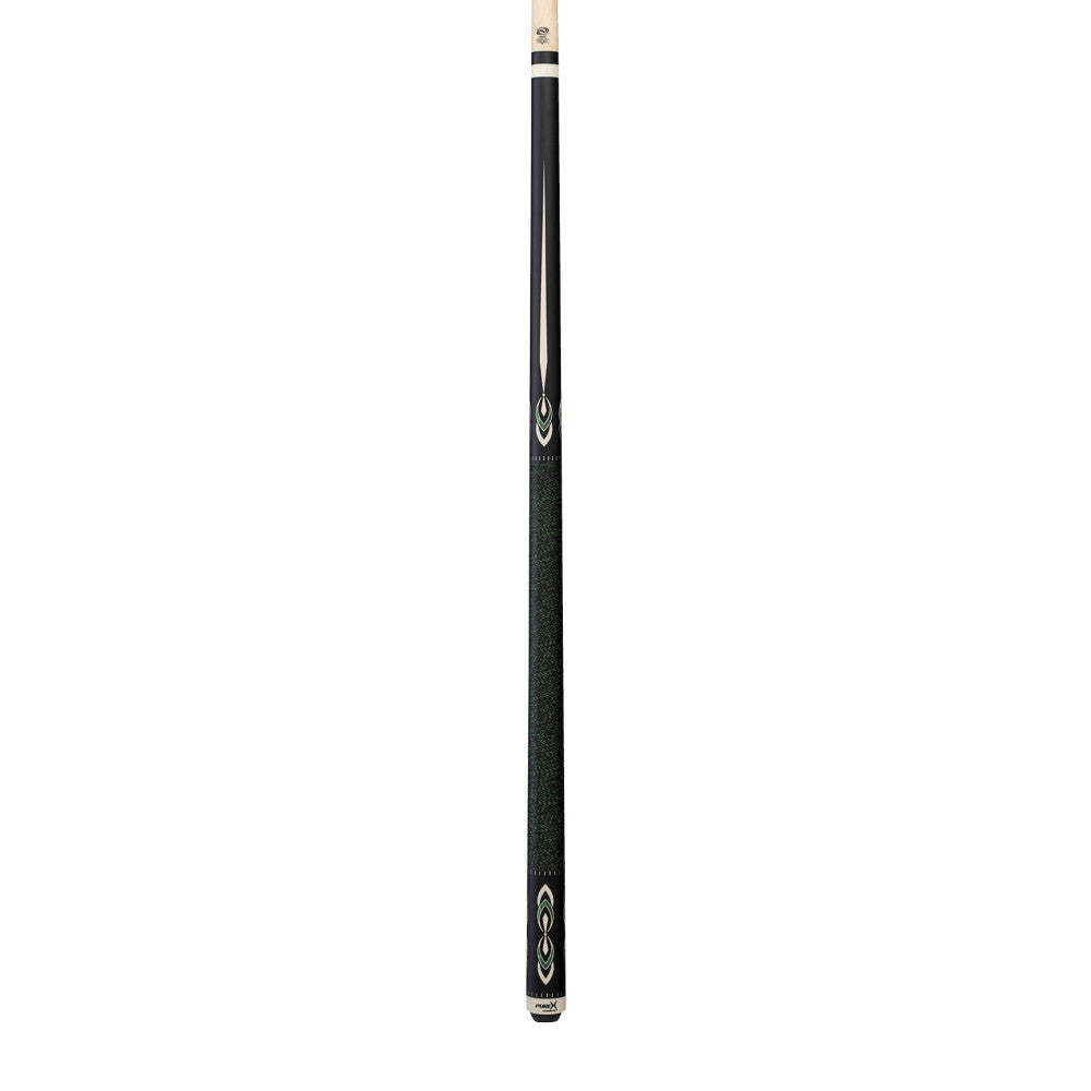 Full view of the HXT106 pool cue showing the grip and butt cap