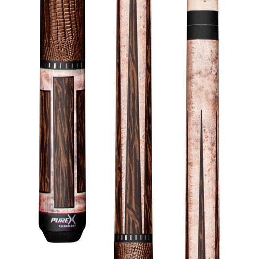 Pure X Matte Smoke Grey Birdseye & Black Palm Cue with Brown Embossed Leather Wrap (HXTE15)