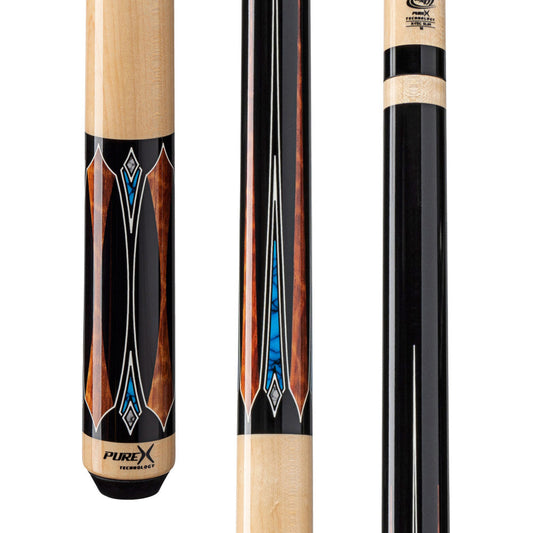 Pure X HXTE16 pool cue butt and shaft close-up.