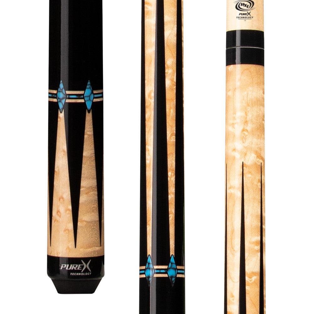 Pure X Natural Birdseye & Black with Blue Recon Wrapless Cue (HXTE13)