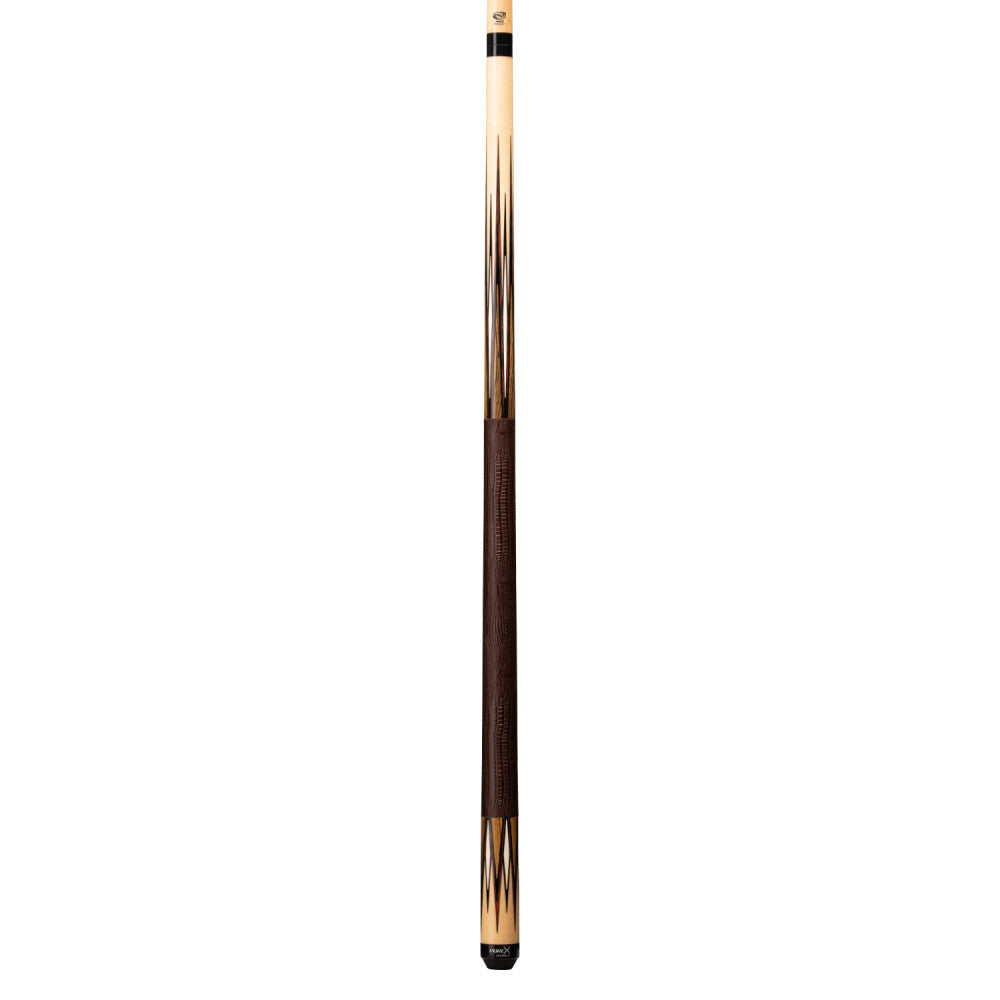 Full profile view of the Pure X HXTE14 billiard cue stick showcasing the low-deflection technical shaft.