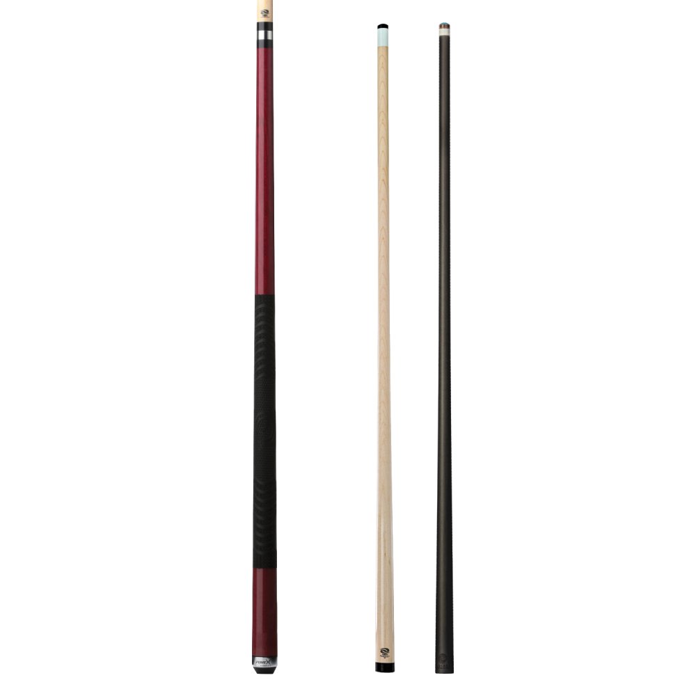 Pure X Purple Heart Matte Finish Cue with MZ Grip 2 Shaft Bundle - 11.75mm