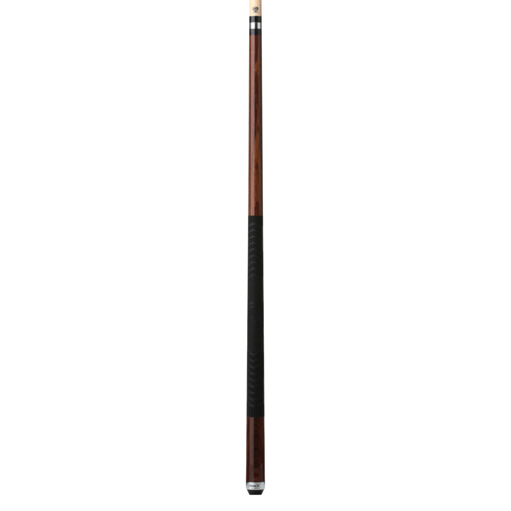 Full view of the Rosewood cue with black grip.
