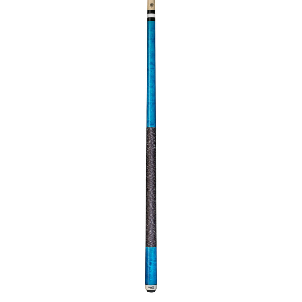 Full view of Teal Birdseye Cue with black and white linen wrap.