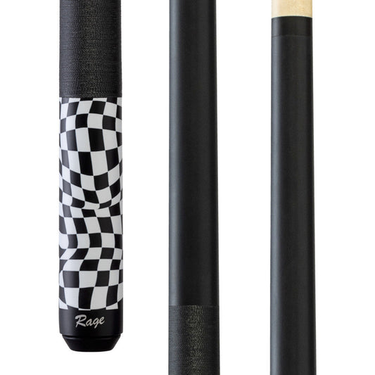 Rage Black Checker Flag Cue with Black Linen Wrap (RG06)